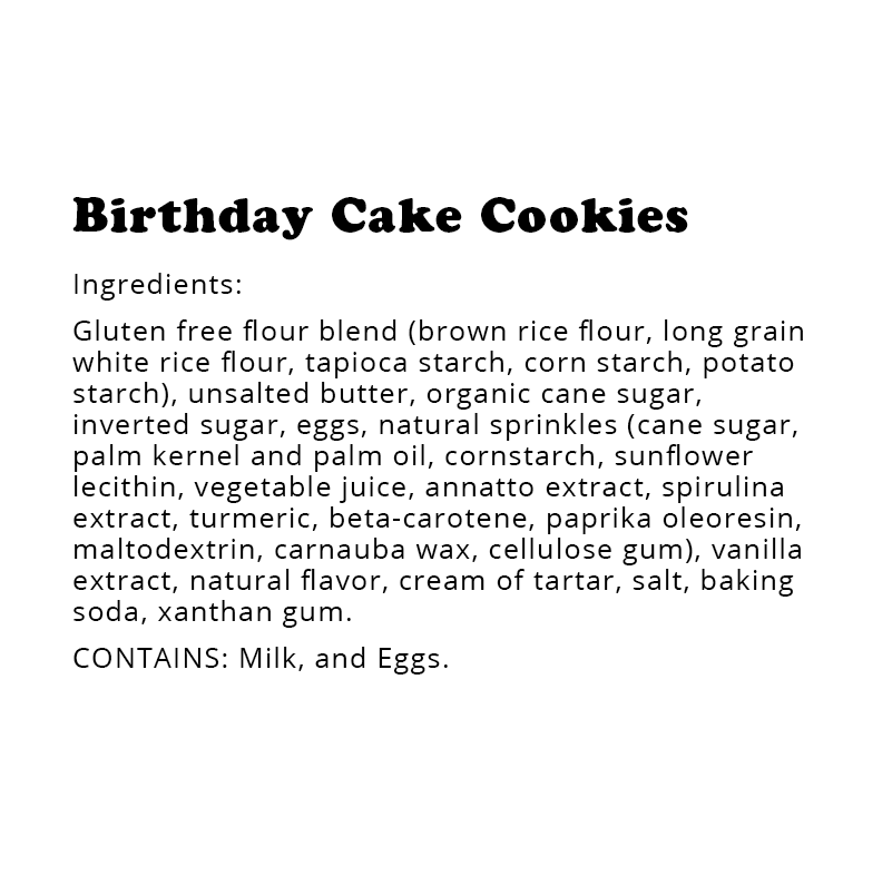 Gluten-Free Birthday Cake Cookie, Individually Wrapped, Bakery (12 Pack)
