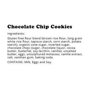 Gluten-Free Chocolate Chip Cookie Individually Wrapped, Shelf Stable (12 Pack)