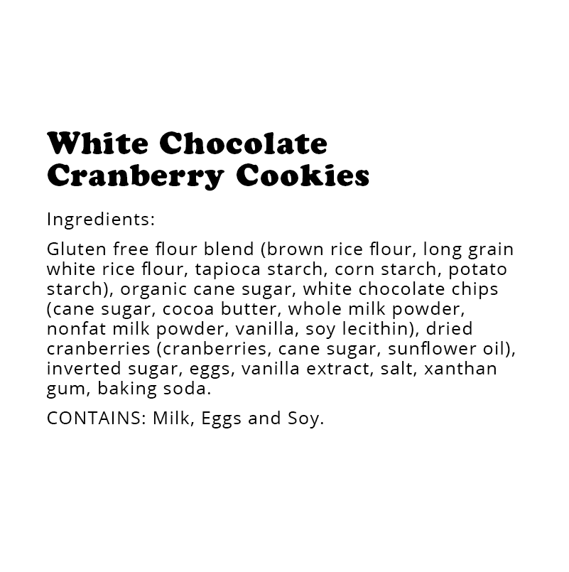 Gluten-Free White Chocolate Cranberry Cookies Shelf Stable Pouch (6 pack)